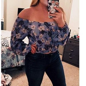 Long Sleeve Floral Off the shoulder top